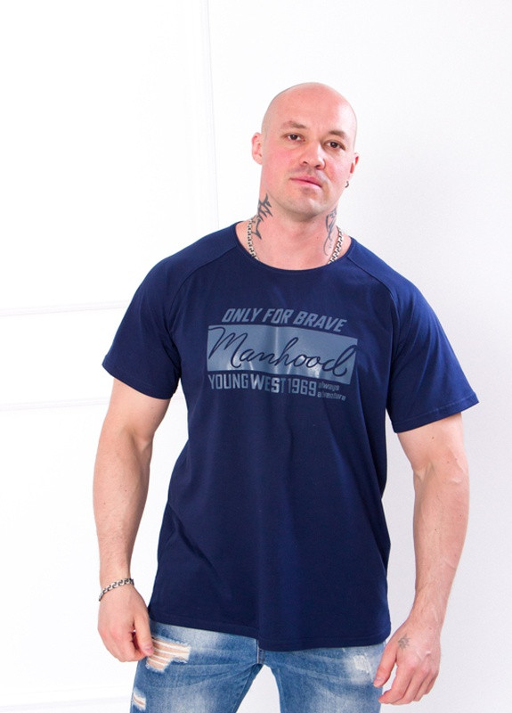 Темно-синяя летняя футболка-реглан мужская Носи своє 8011