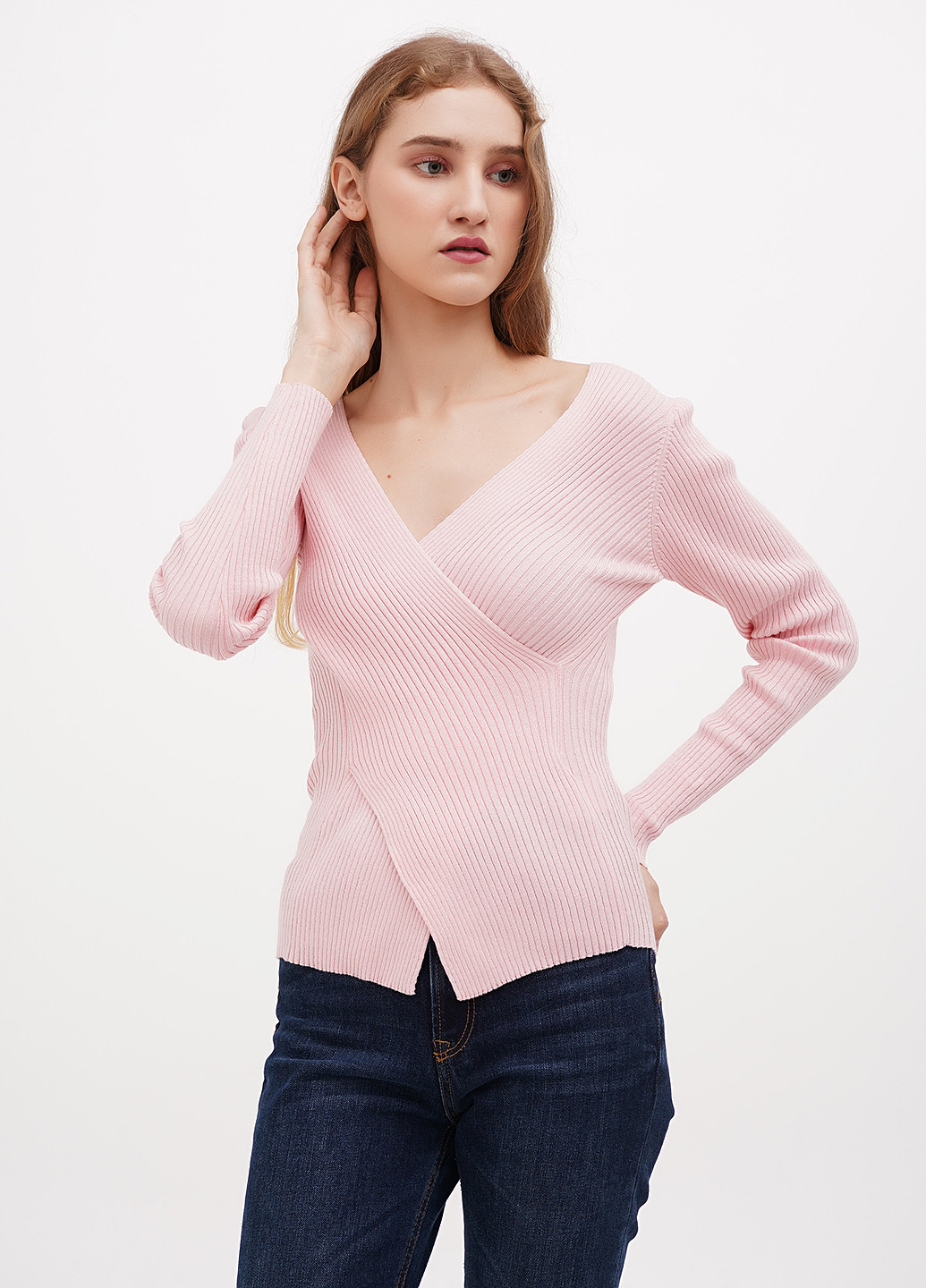 Светло-розовый демисезонный пуловер пуловер Sassofono Club