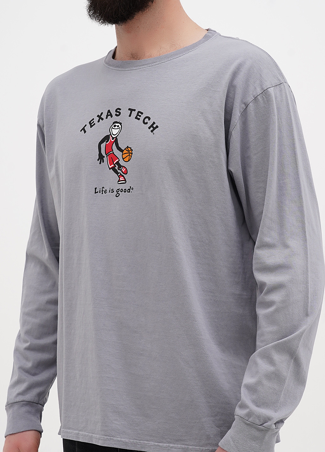 Серый демисезонный кэжуал лонгслив Blue 84 с рисунком