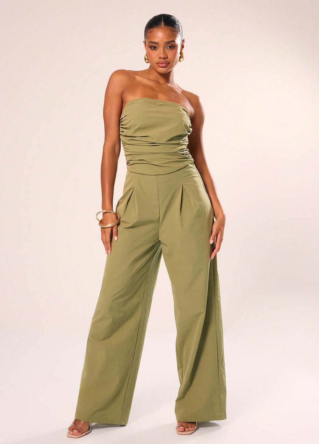 Комбінезон SHEIN комбінезон-брюки однотонний хакі кежуал поліамід