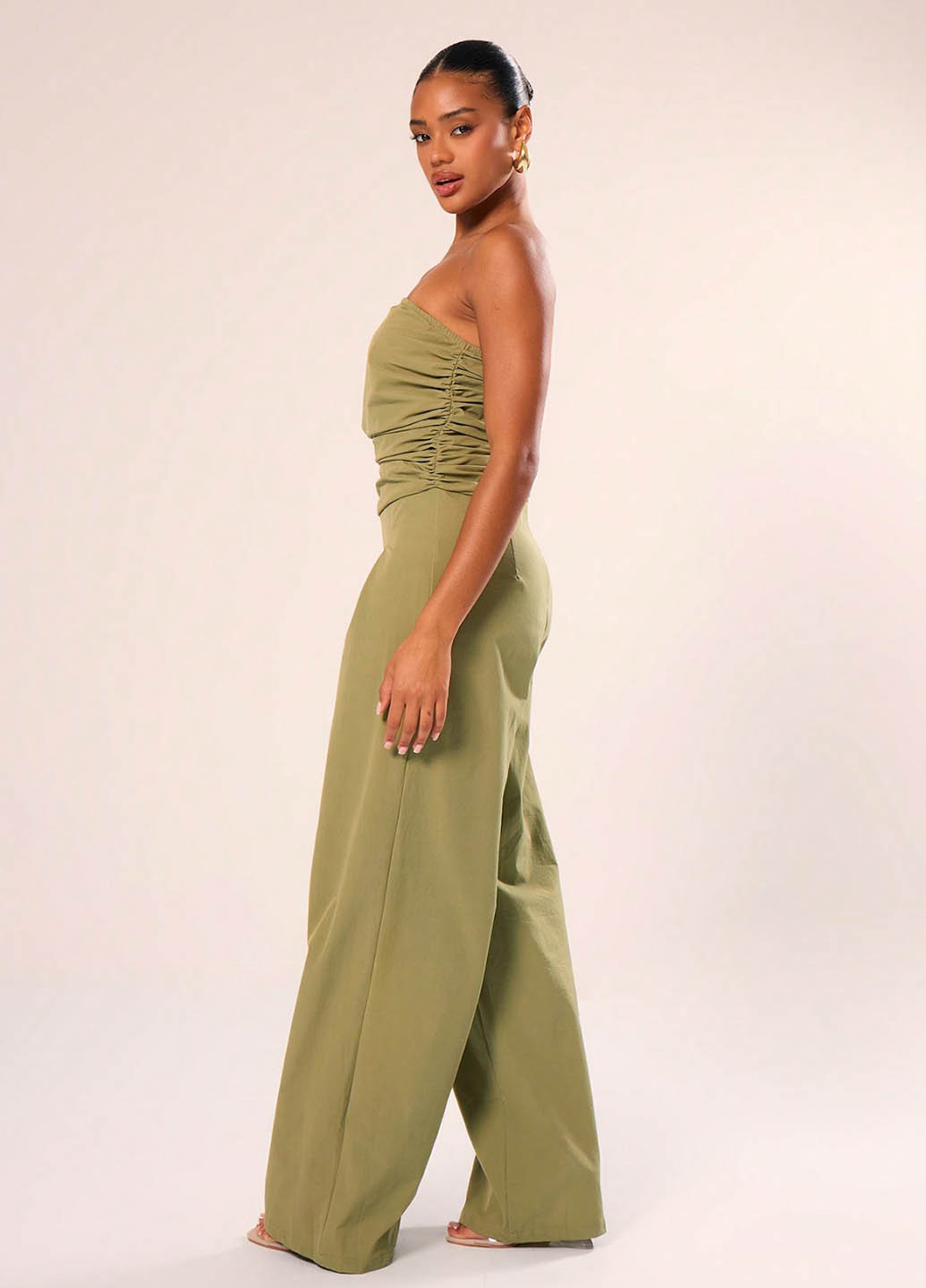 Комбінезон SHEIN комбінезон-брюки однотонний хакі кежуал поліамід