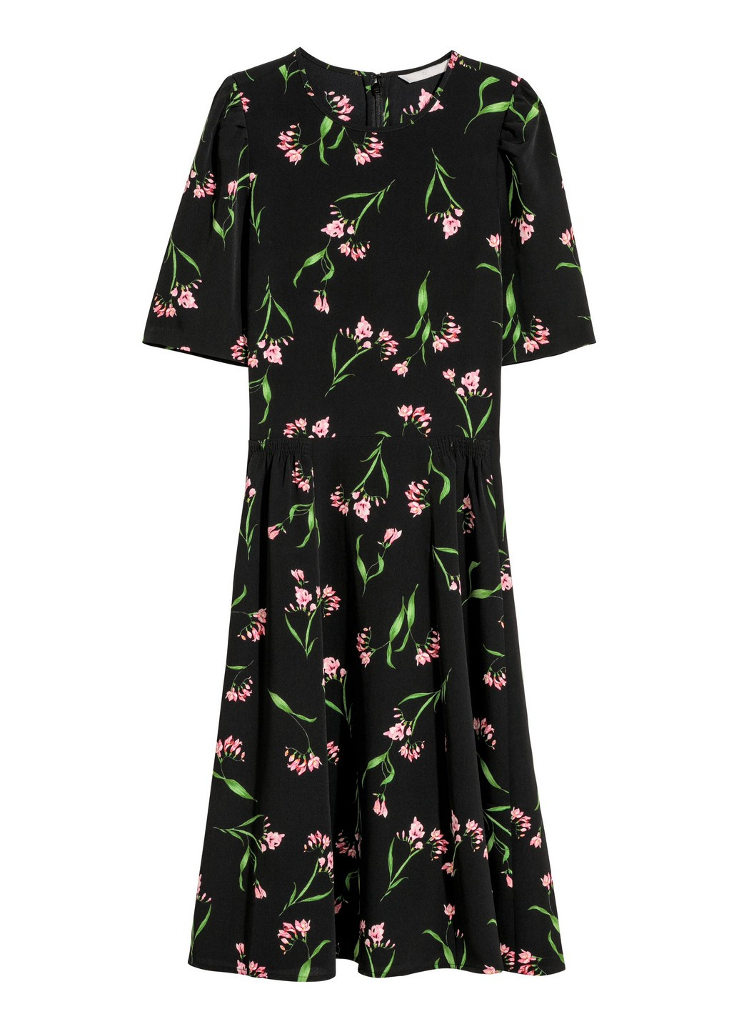 Черное кэжуал платье H&M с цветочным принтом