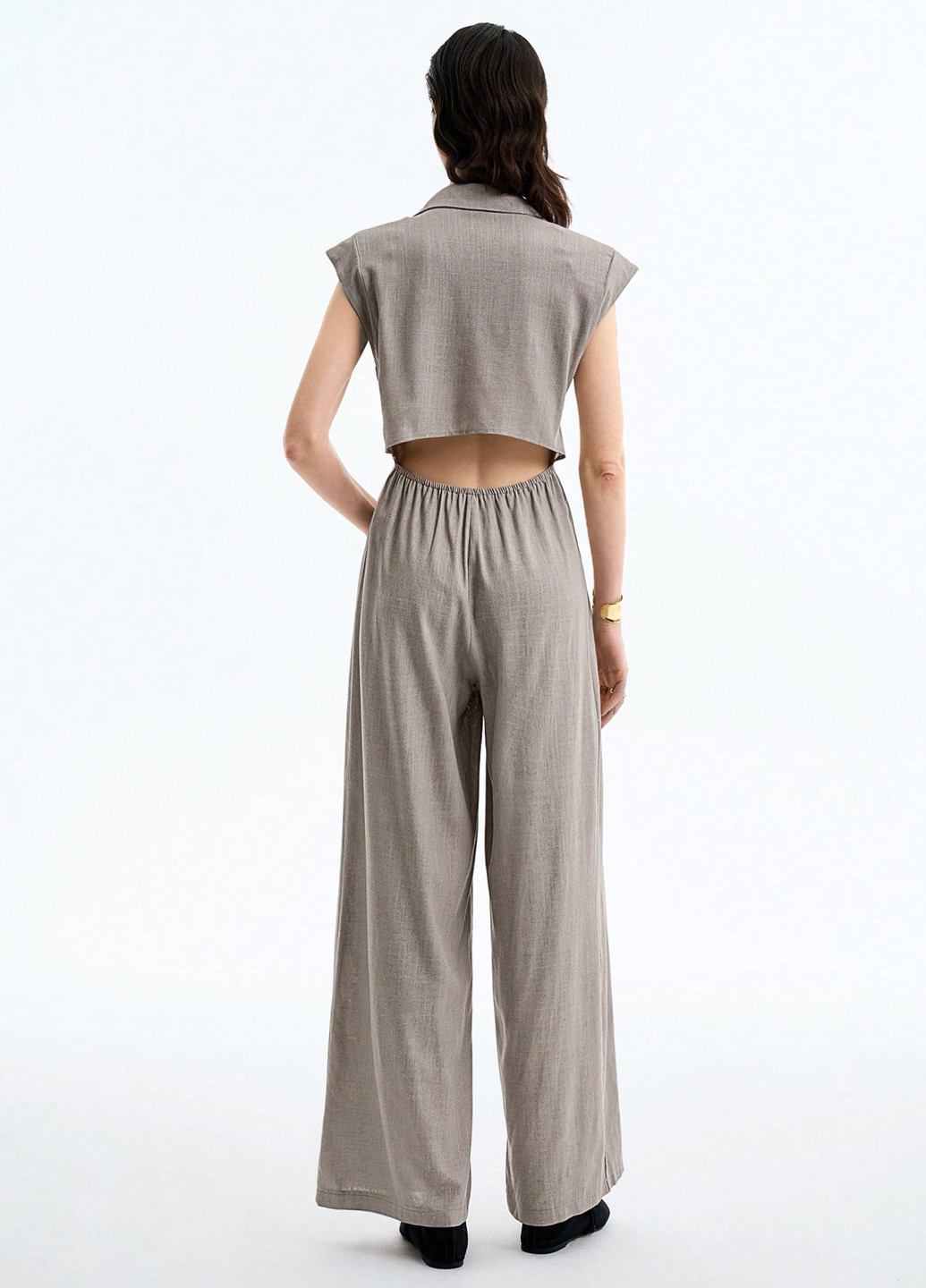 Комбінезон SHEIN комбінезон-брюки однотонний світло-сірий кежуал віскоза