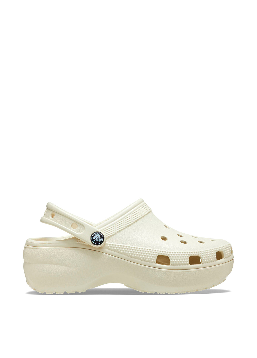 Белые сабо Crocs на платформе с перфорацией