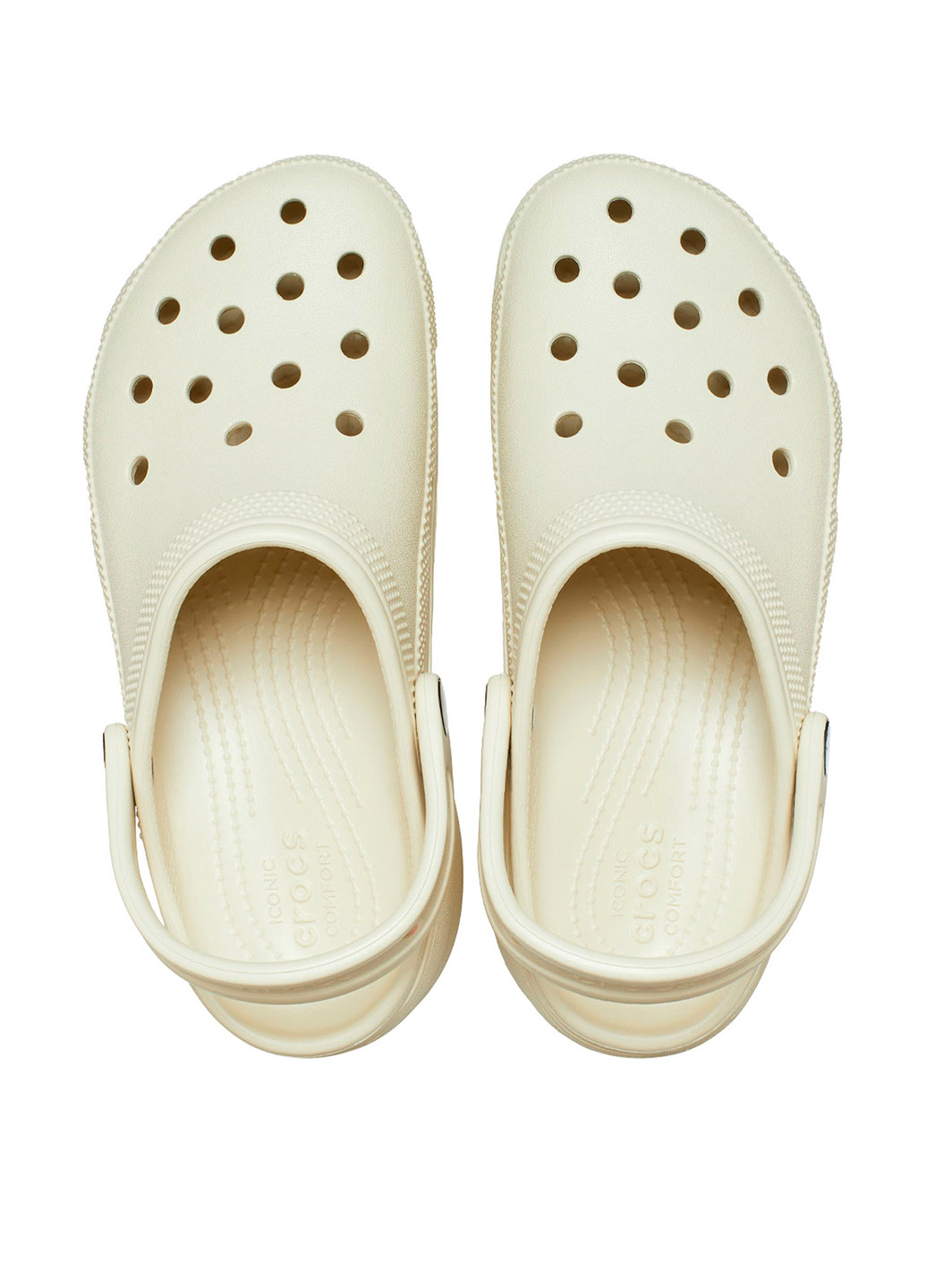 Белые сабо Crocs на платформе с перфорацией