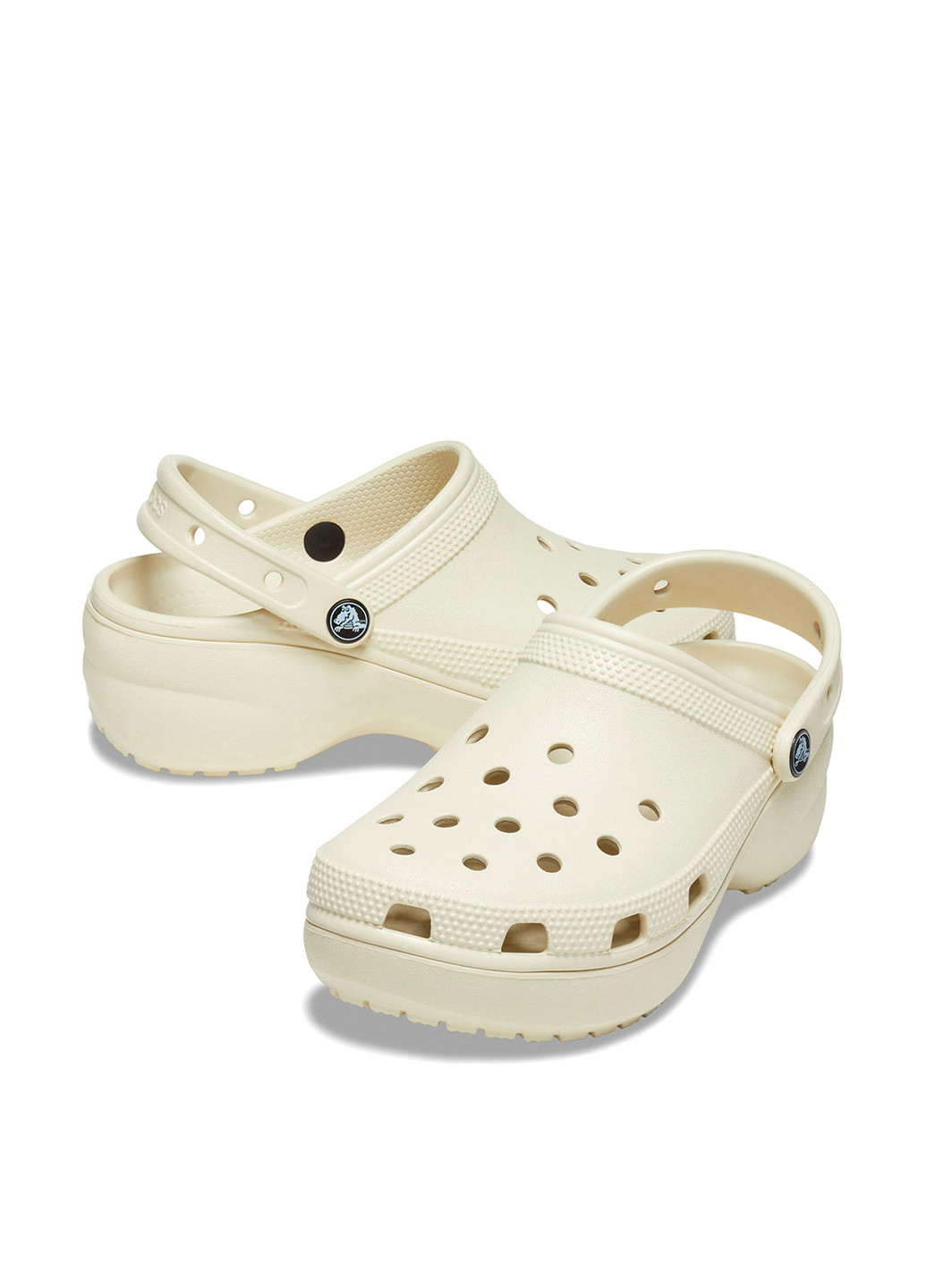 Белые сабо Crocs на платформе с перфорацией