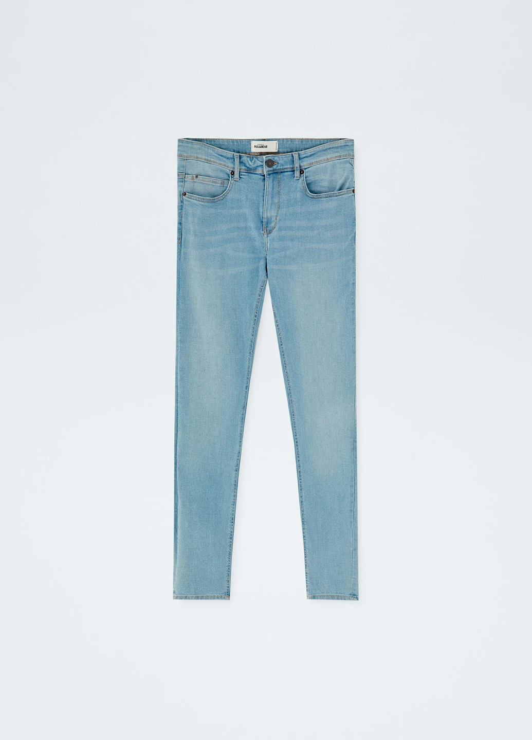Голубые демисезонные зауженные джинсы Pull & Bear