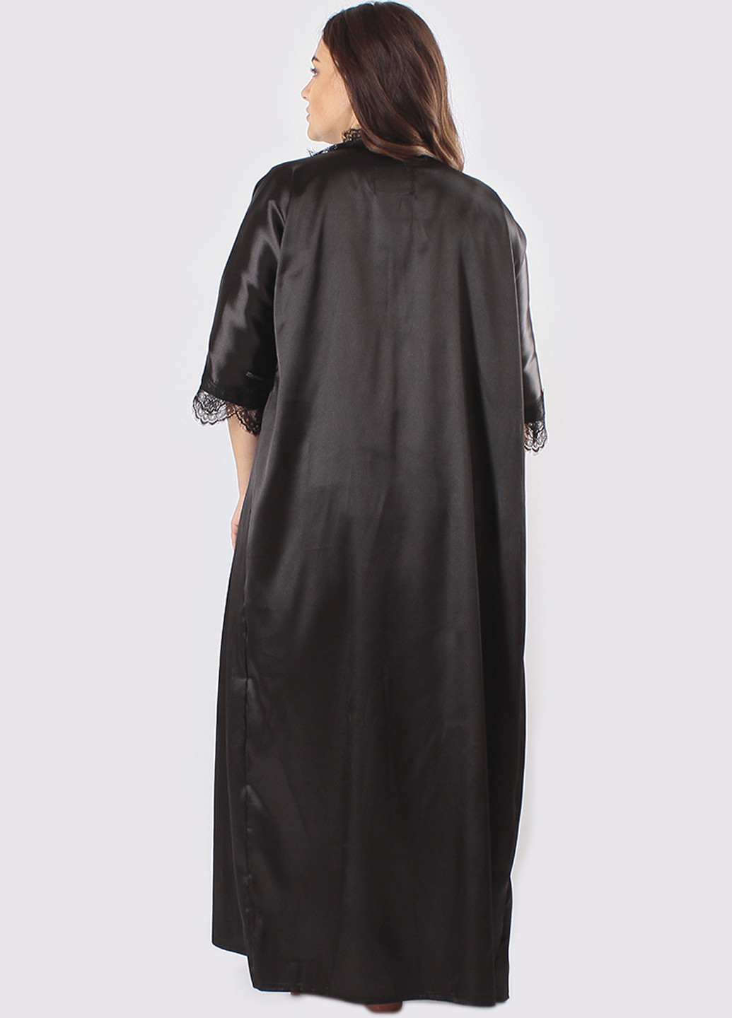 Чорний демісезонний комплект (топ, брюки, халат) Ghazel