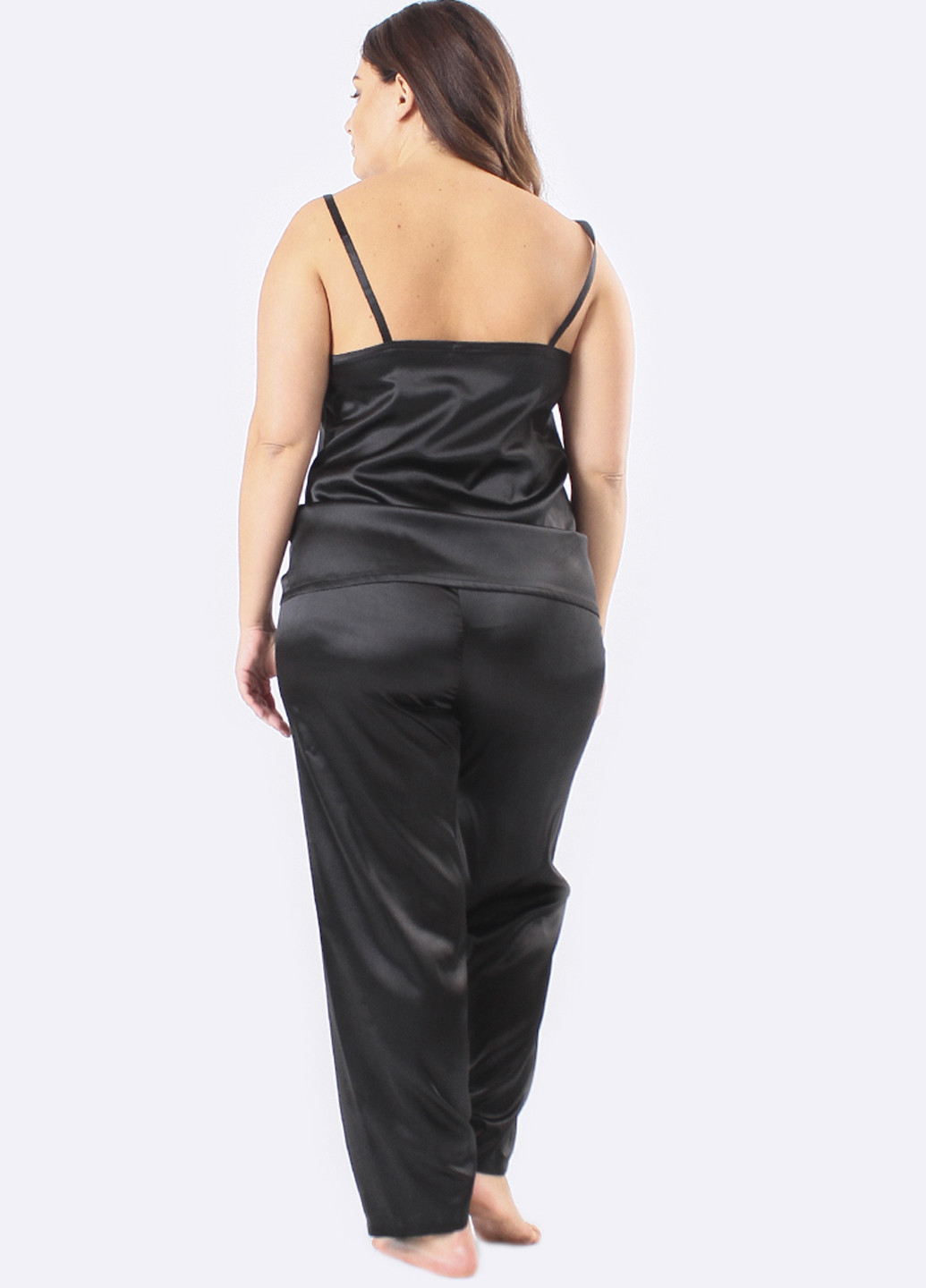 Чорний демісезонний комплект (топ, брюки, халат) Ghazel