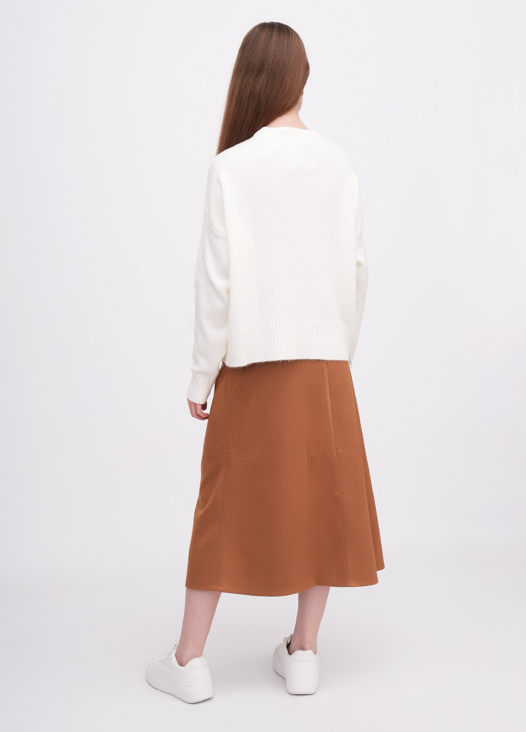Кирпичная кэжуал однотонная юбка EQUILIBRI а-силуэта (трапеция)
