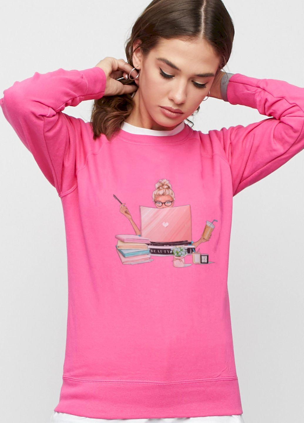 Розовый свитшот женский /no flis/ YAPPI рисунок (251375009)
