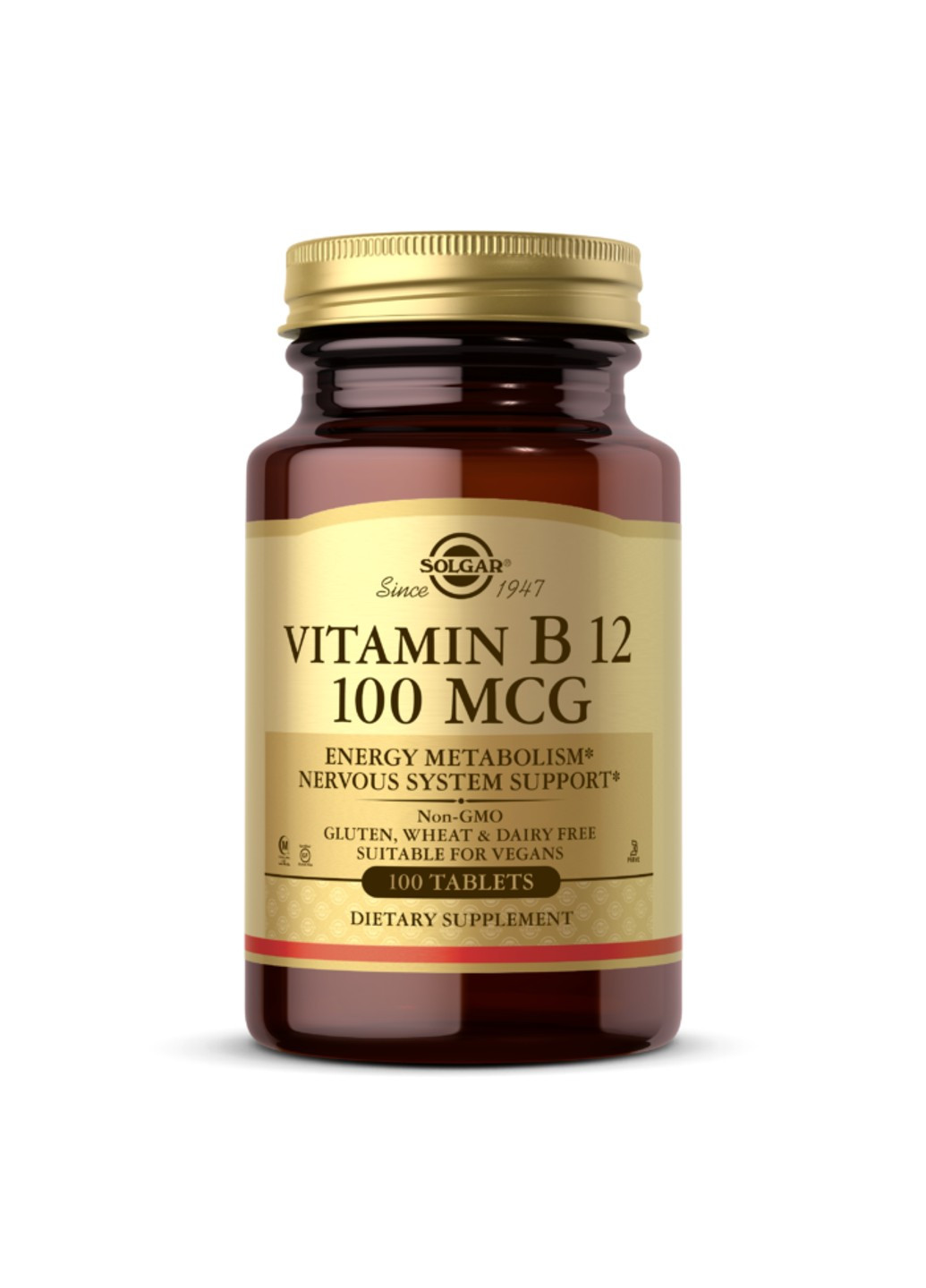 Вітамін Б12 Vitamin B12 100 mcg (100 табл) цианокобаламин солгар Solgar (255407982)