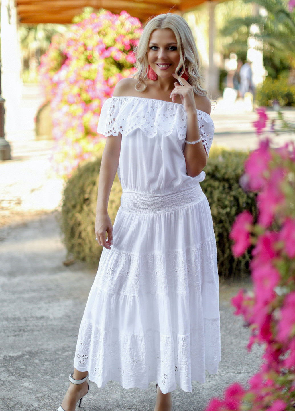 Белая кэжуал однотонная юбка Fresh cotton а-силуэта (трапеция)