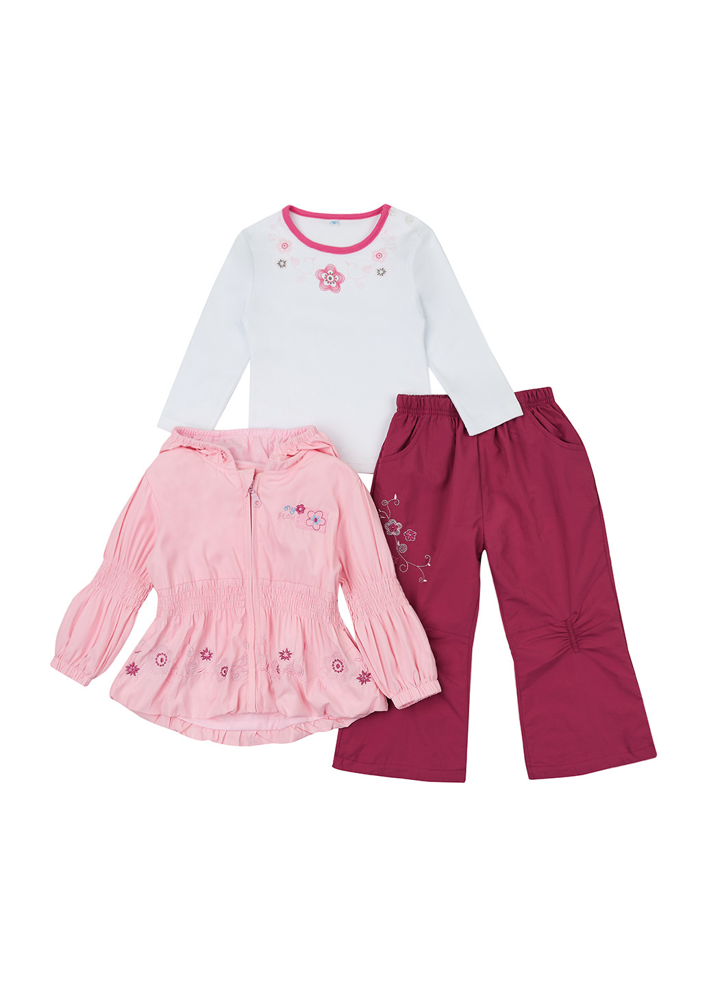 Рожевий демісезонний костюм (вітровка, брюки, реглан) Aimico