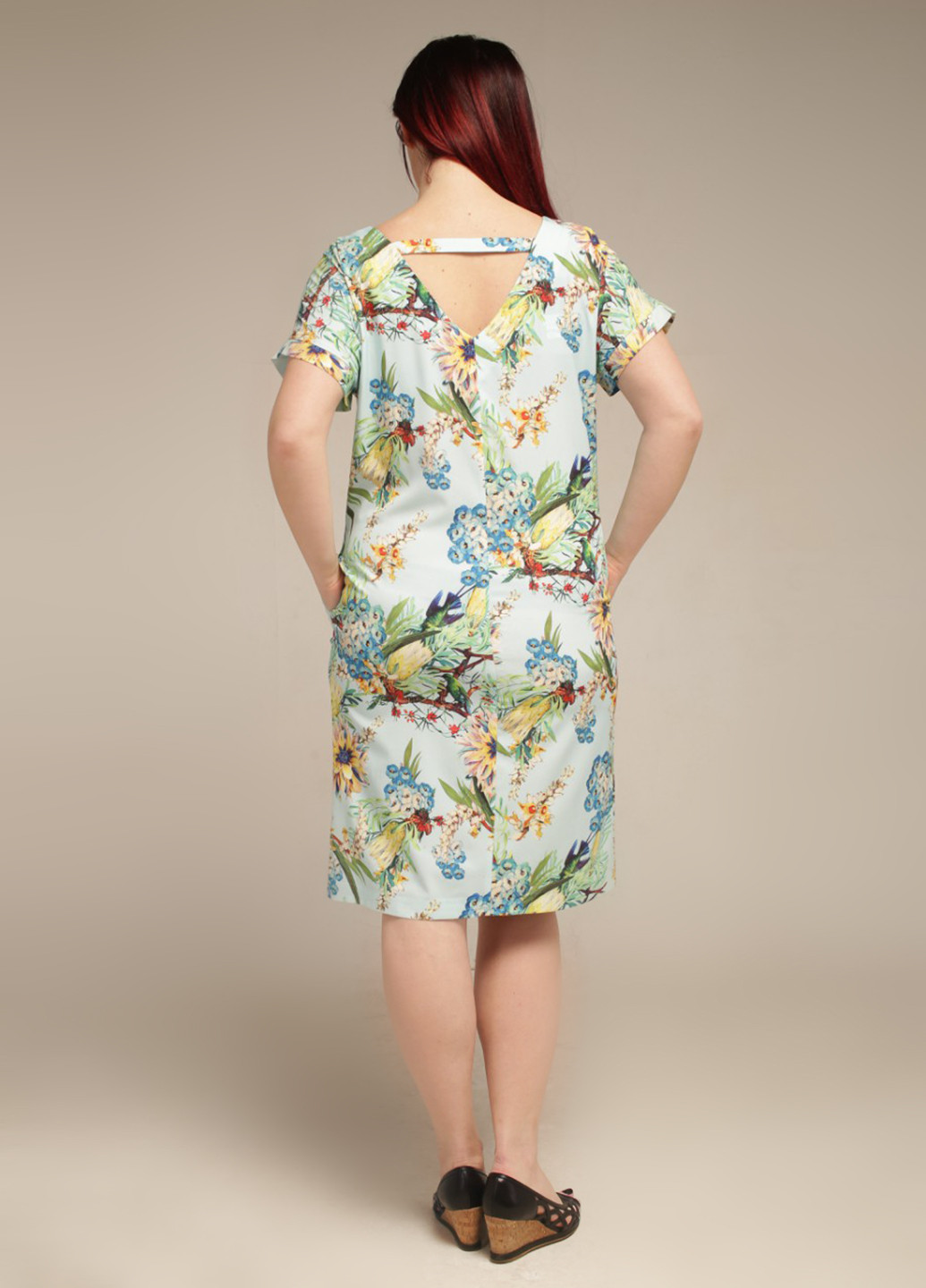 Мятное кэжуал платье Maxiline с цветочным принтом