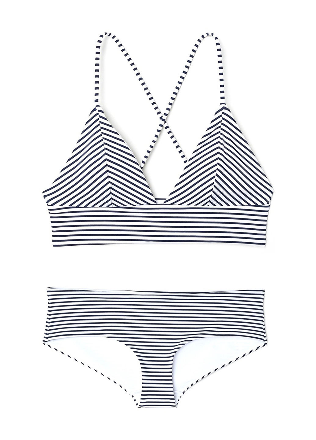 Черно-белый летний купальник (лиф, трусики) бикини, раздельный H&M