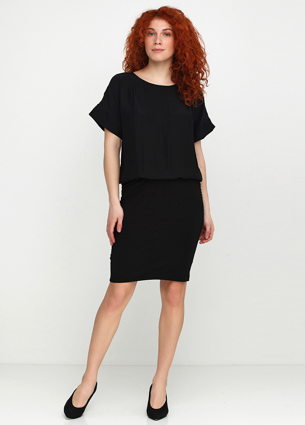 Черное кэжуал платье Alba Moda однотонное