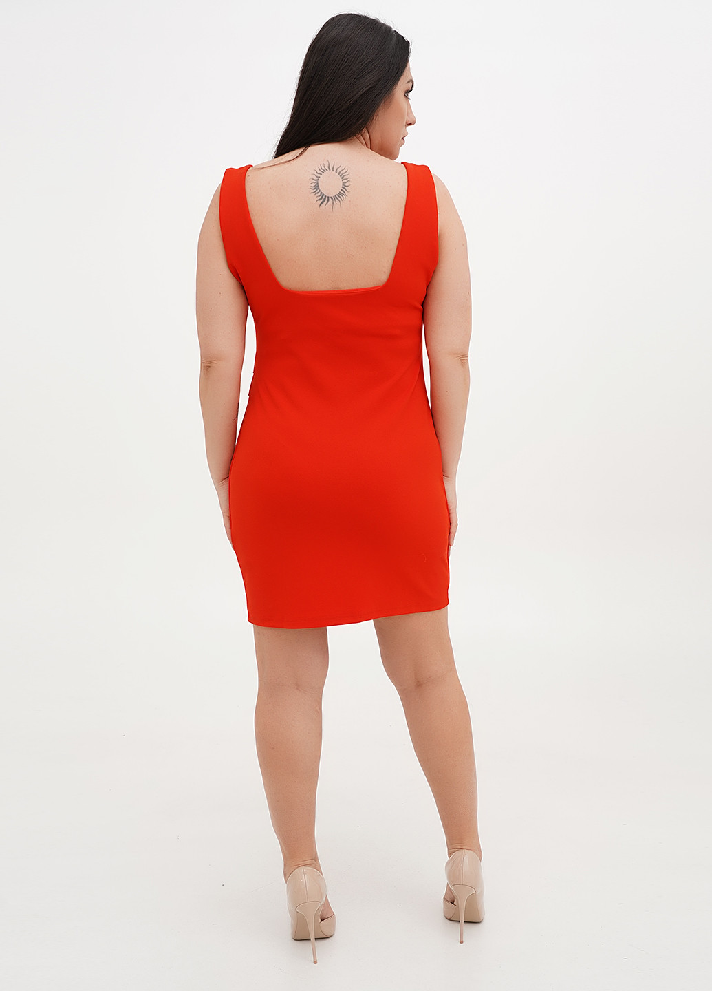 Червона коктейльна сукня футляр H&M однотонна