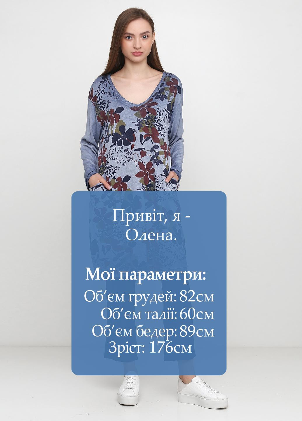 Туника New Collection цветочная голубая кэжуал хлопок