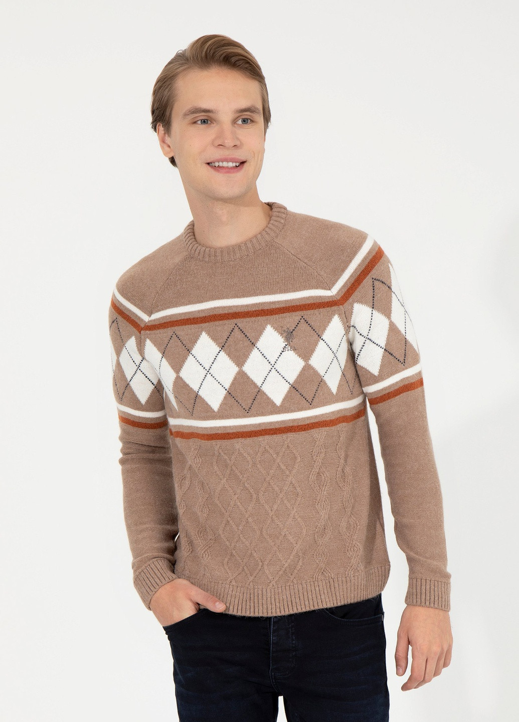 Бежевий светр чоловічий U.S. Polo Assn.