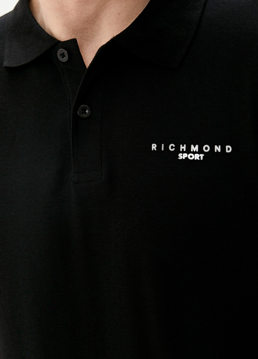 Черная футболка-поло для мужчин Richmond однотонная