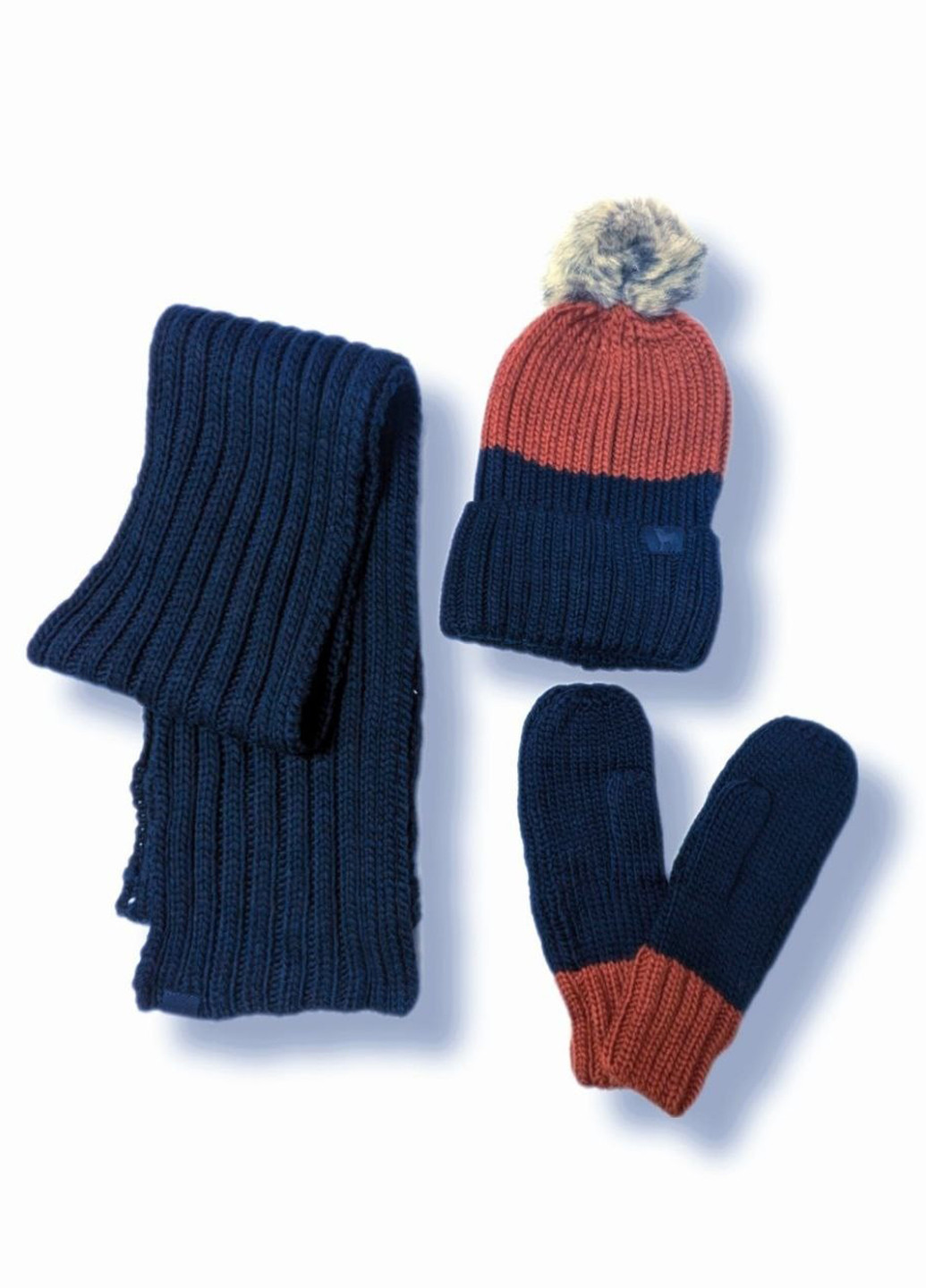 Синий демисезонный комплект (шапка, шарф, рукавицы) H&M