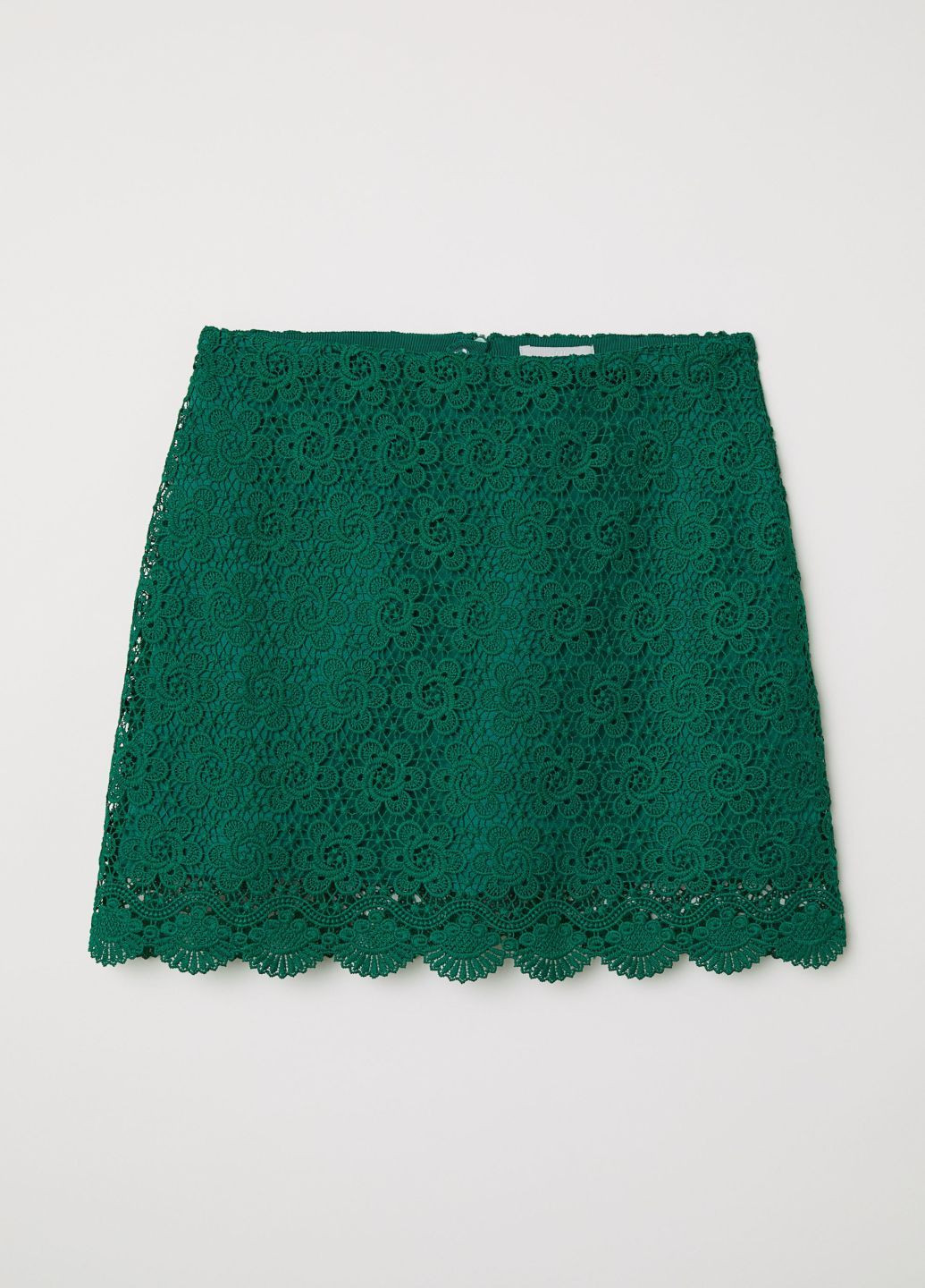 Зеленая кэжуал однотонная юбка H&M а-силуэта (трапеция)