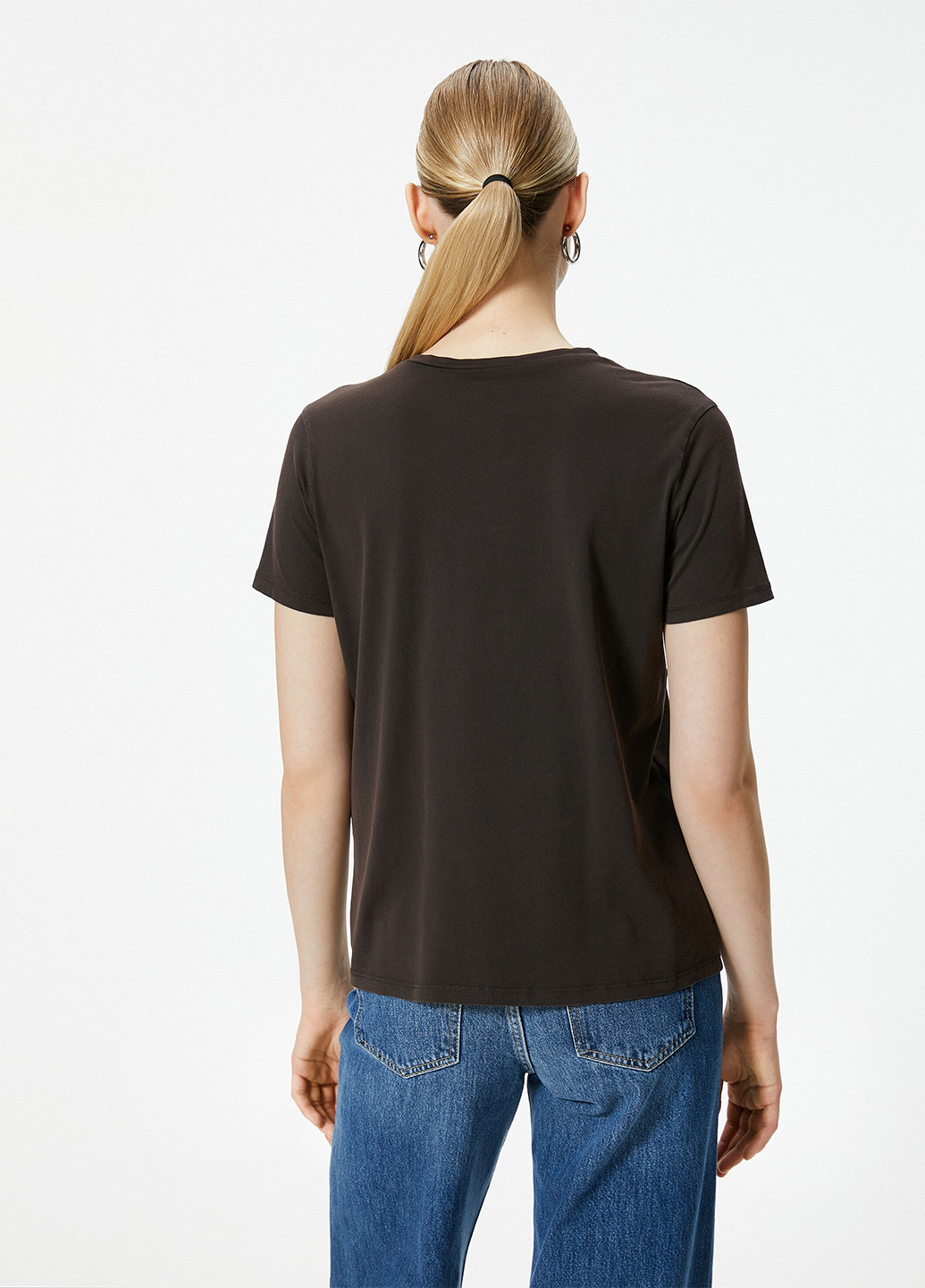 Темно-коричнева літня футболка KOTON