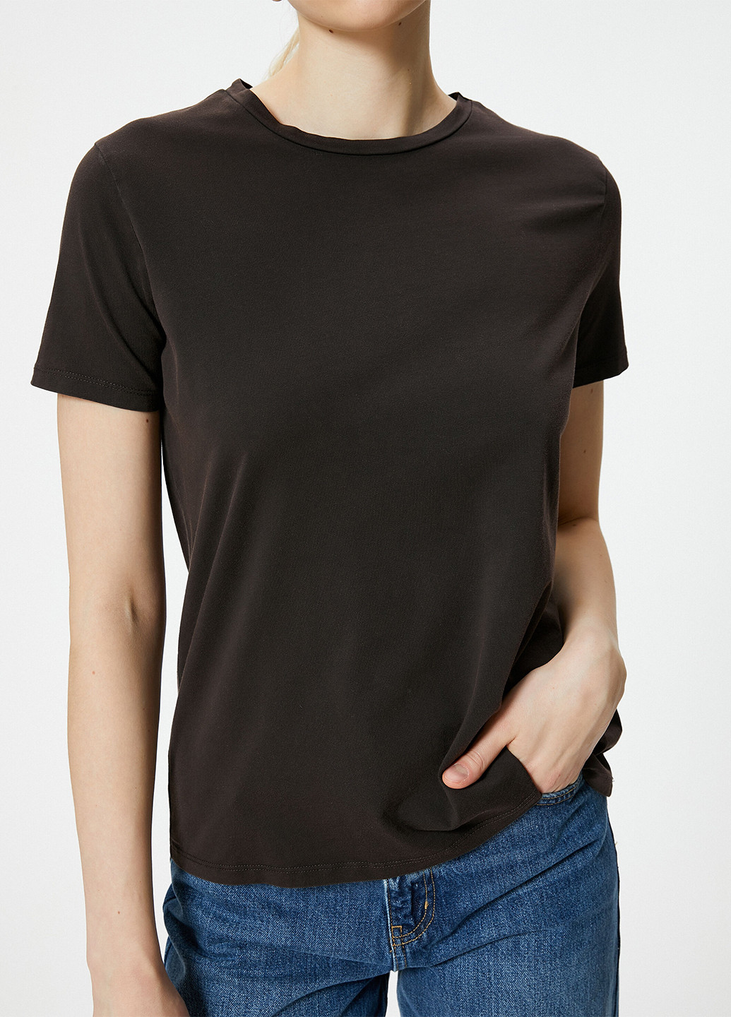 Темно-коричневая летняя футболка KOTON