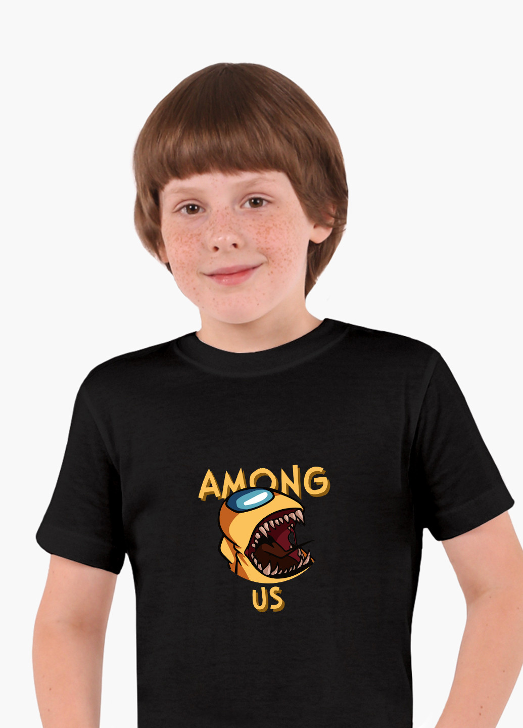 Черная демисезонная футболка детская амонг ас желтый (among us yellow)(9224-2409) MobiPrint