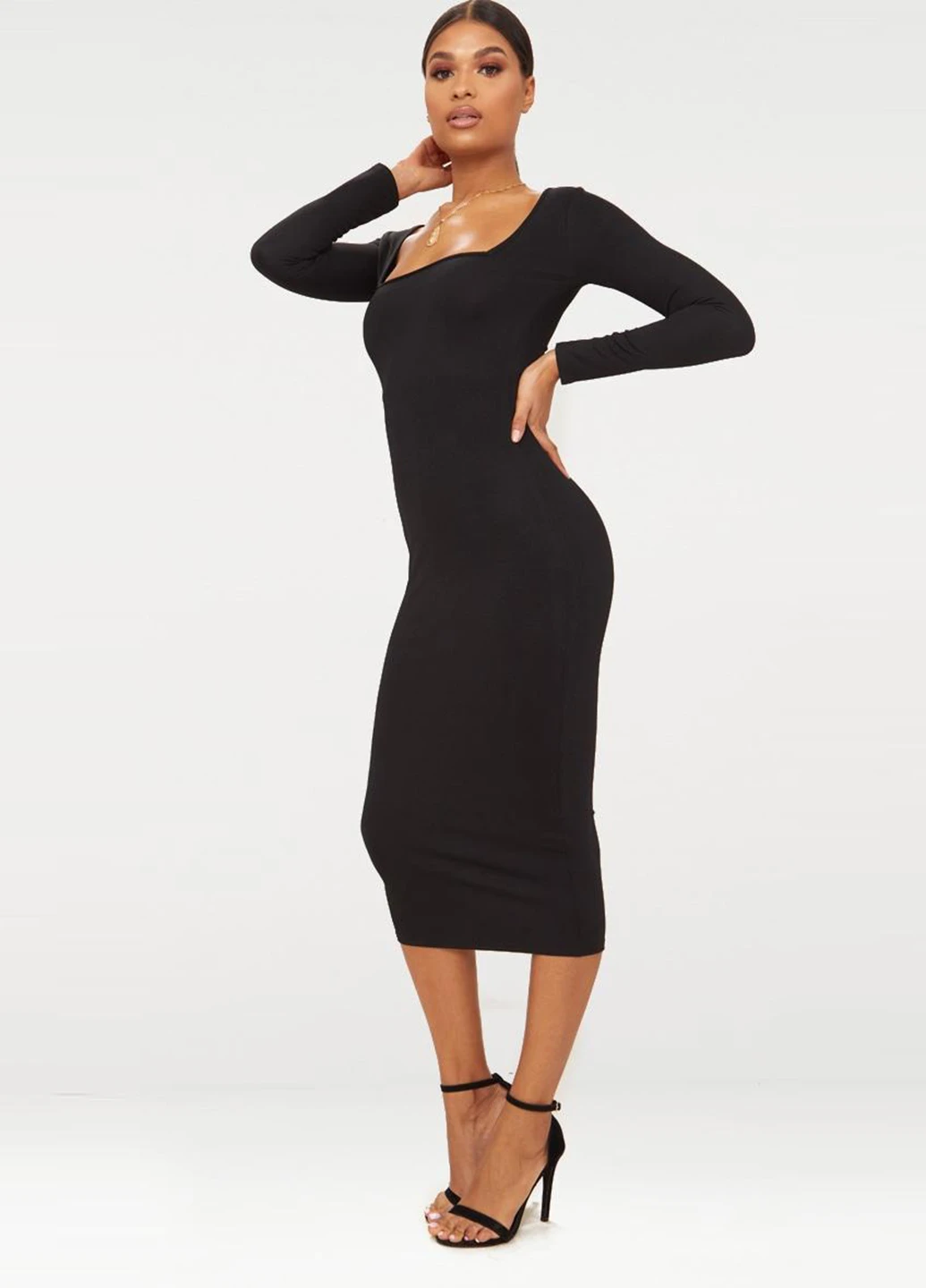 Черное кэжуал платье футляр PrettyLittleThing однотонное