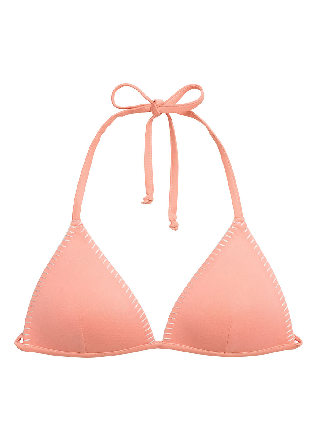 Купальный лиф H&M бикини однотонный персиковый пляжный полиэстер, трикотаж