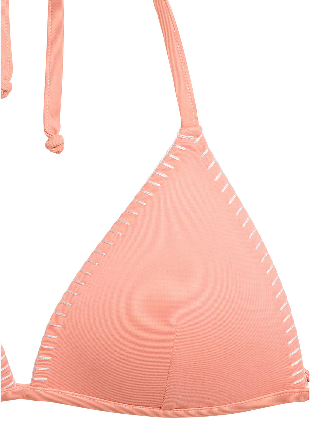 Купальный лиф H&M бикини однотонный персиковый пляжный полиэстер, трикотаж