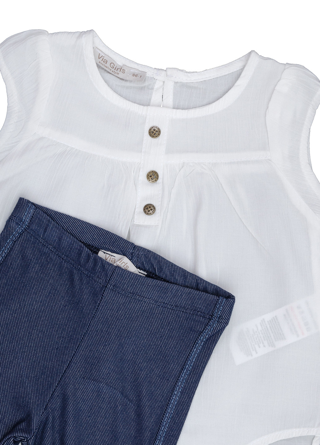Белый летний комплект для девочки (блуза, бриджи) Turkey