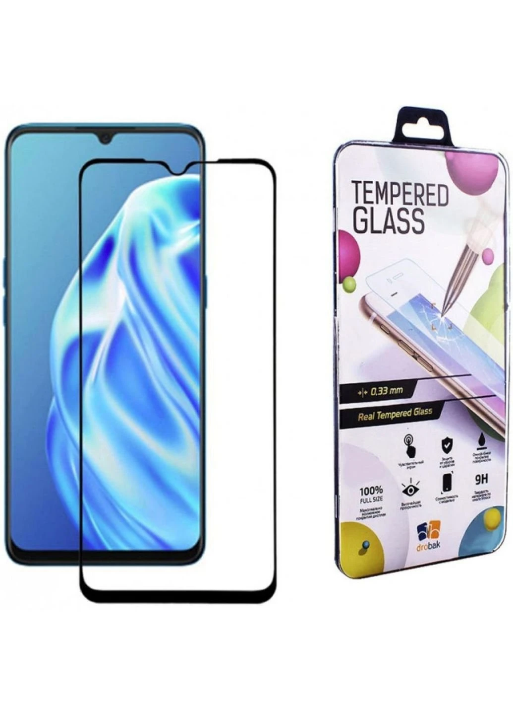 Скло захисне OPPO A91 Full Cover Full Glue (Black) (222221) (222221) Drobak (249597038)