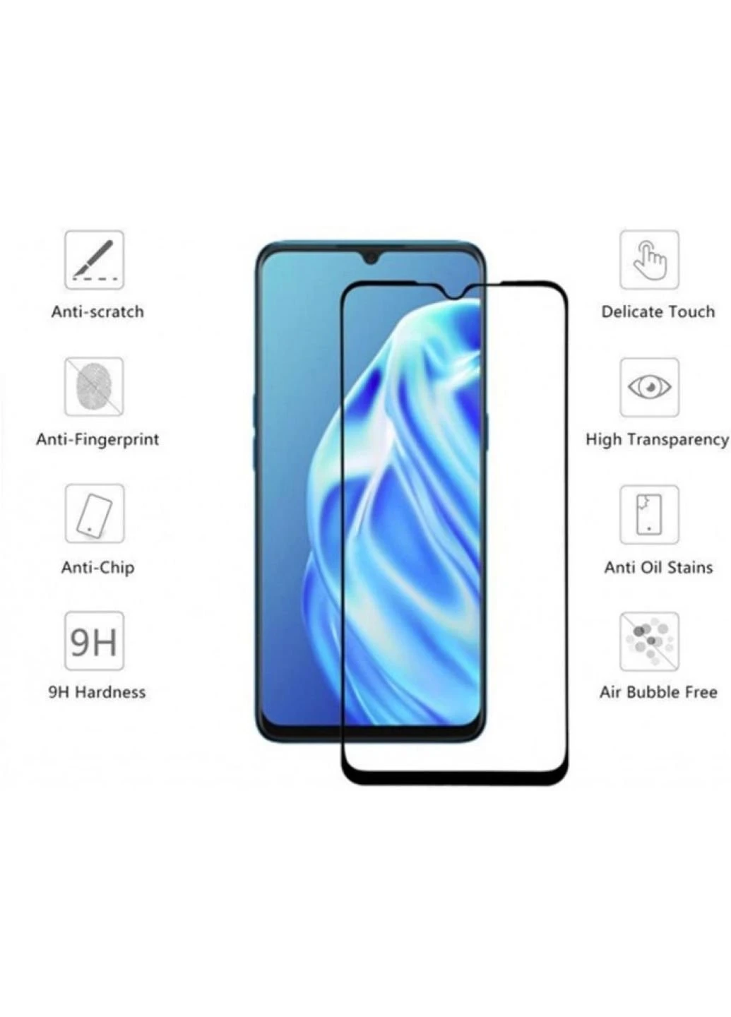 Скло захисне OPPO A91 Full Cover Full Glue (Black) (222221) (222221) Drobak (249597038)