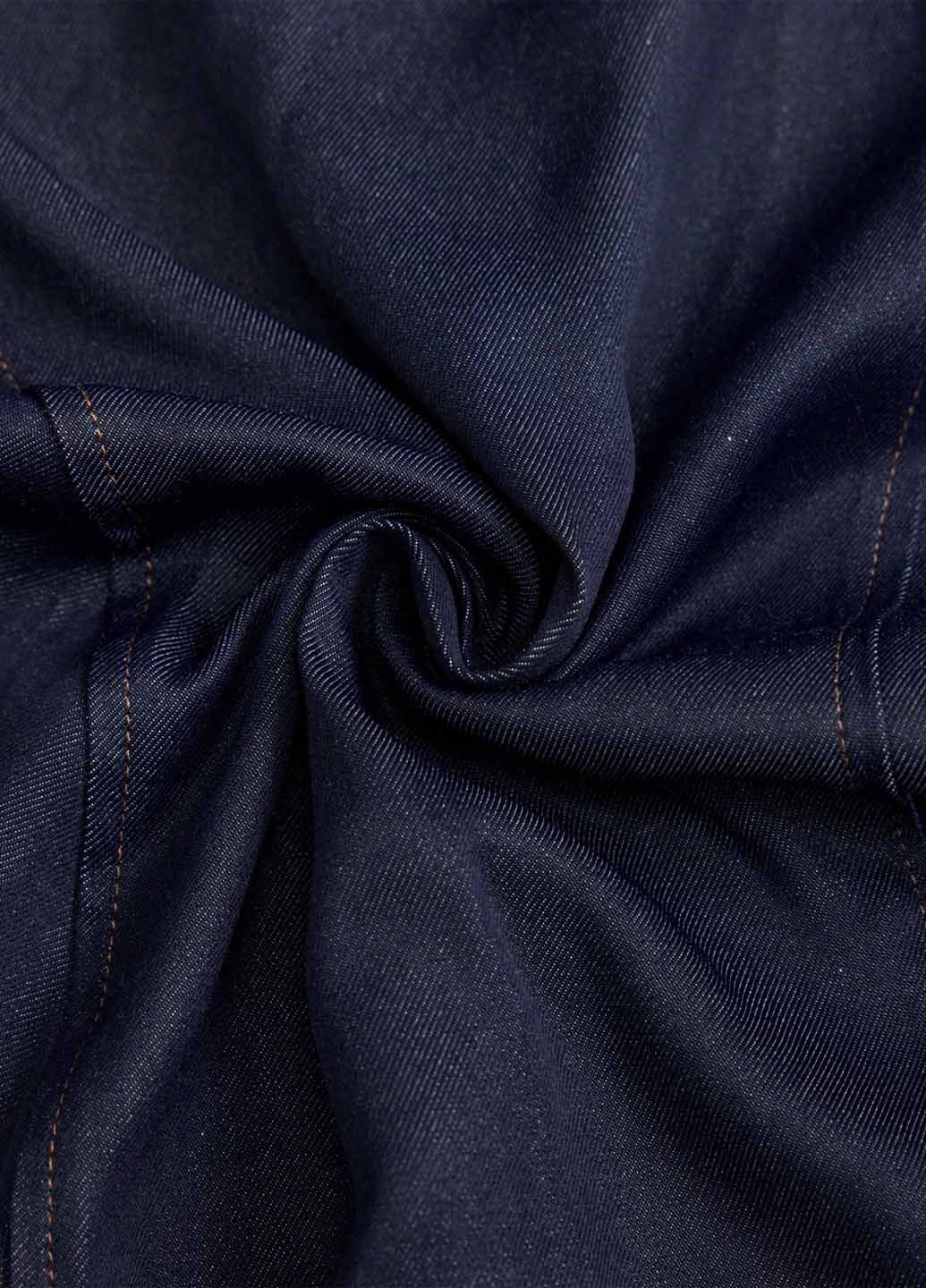 Темно-синяя джинсовая однотонная юбка SHEIN а-силуэта (трапеция)