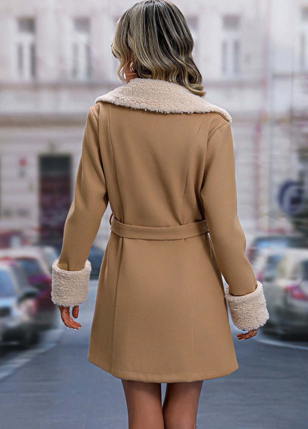 Темно-бежеве демісезонне Пальто SHEIN