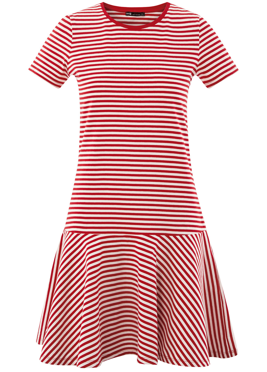 Красное кэжуал платье Oodji в полоску