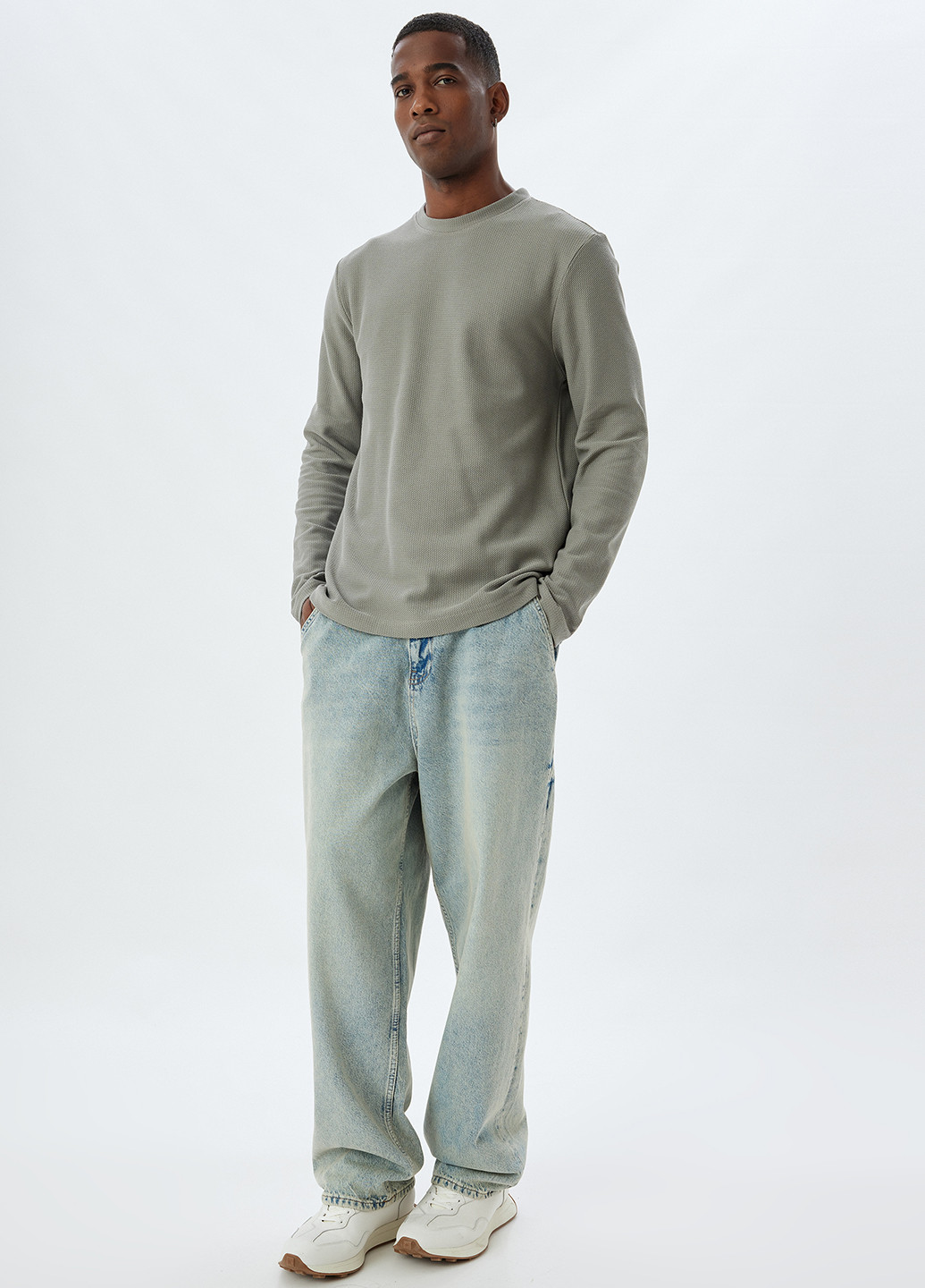 Серый демисезонный кэжуал лонгслив KOTON однотонный