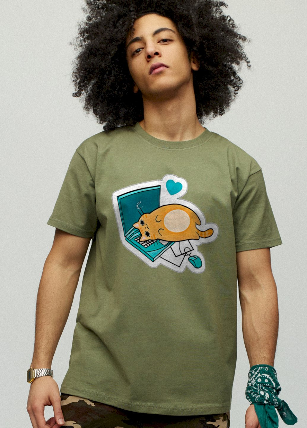 Хаки (оливковая) футболка мужская YAPPI