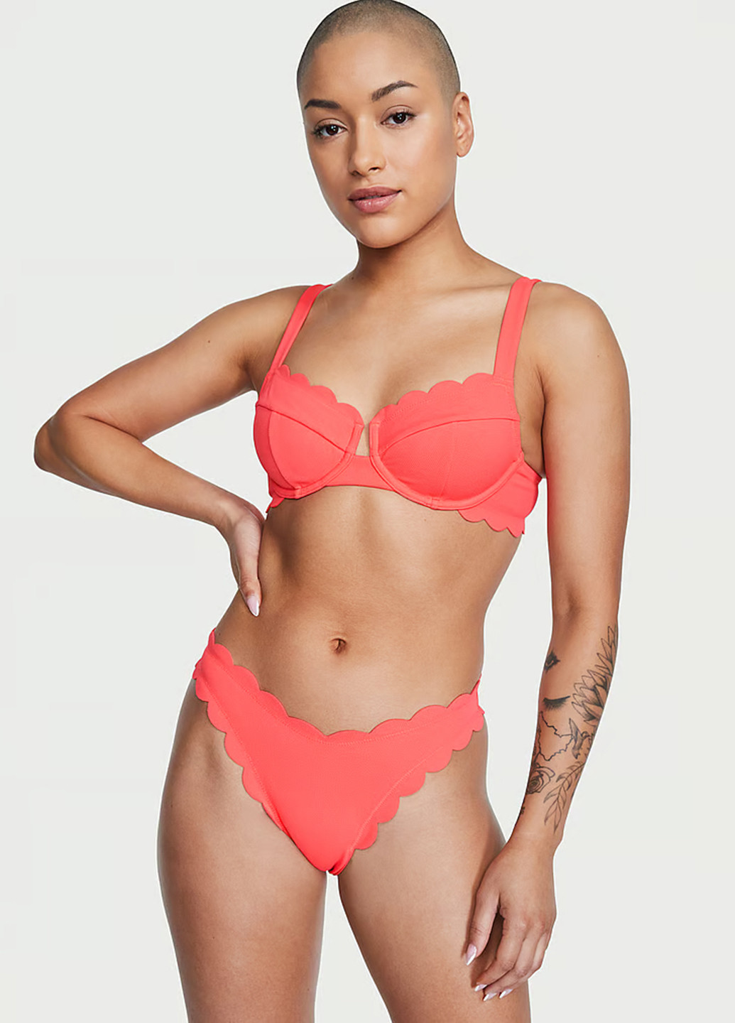 Лососевые купальные трусики-плавки однотонные Victoria's Secret