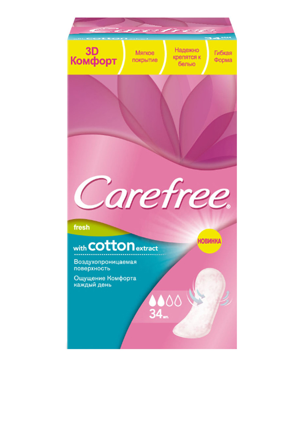 Прокладки ежедневные With Cotton Extract Fresh (34 шт.) Carefree (79333900)