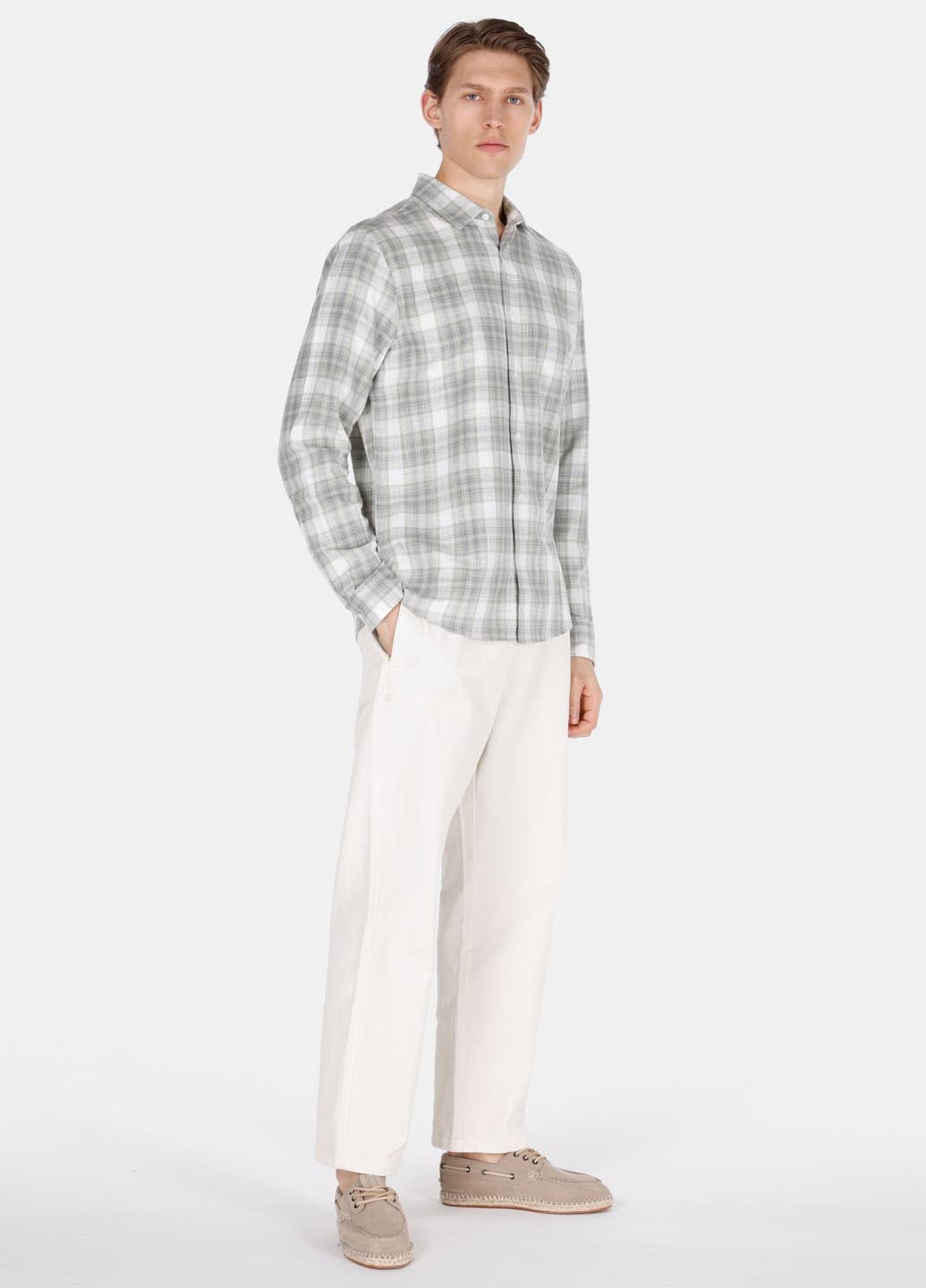 Серо-зеленая кэжуал рубашка в клетку Colin's