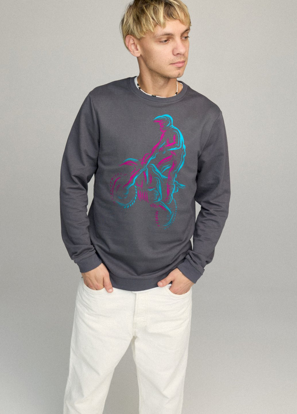 Темно-серый свитшот мужской basic /no flis/ YAPPI (252258374)