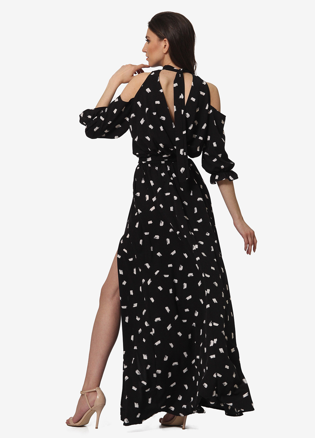 Черно-белое кэжуал платье клеш Lila Kass с абстрактным узором