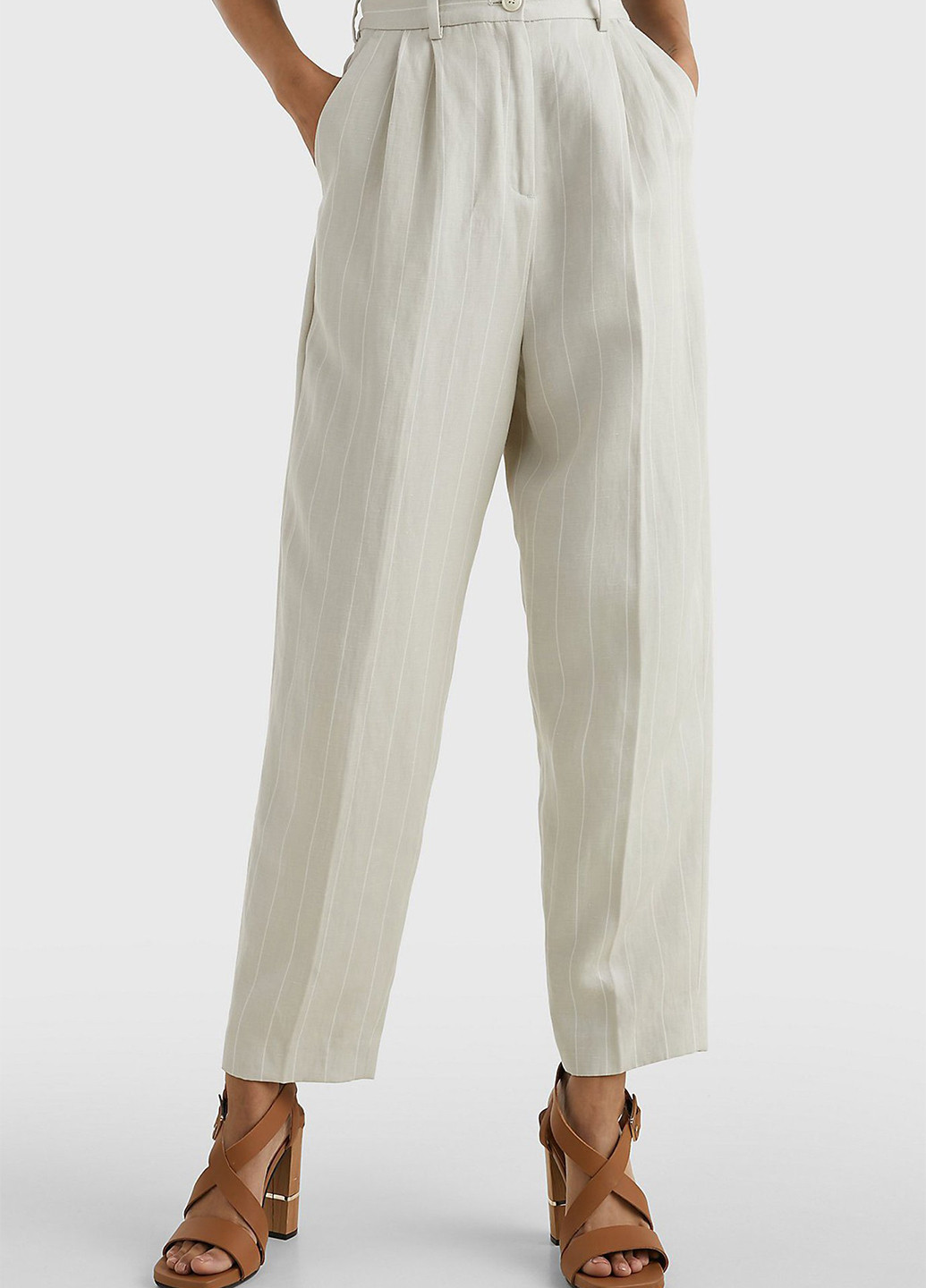 Светло-бежевые кэжуал демисезонные прямые брюки Tommy Hilfiger