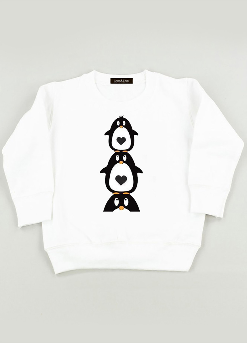Love&Live світшот дитячий білий раз пінгвін, два пінгвін ... love & live малюнок білий кежуал бавовна