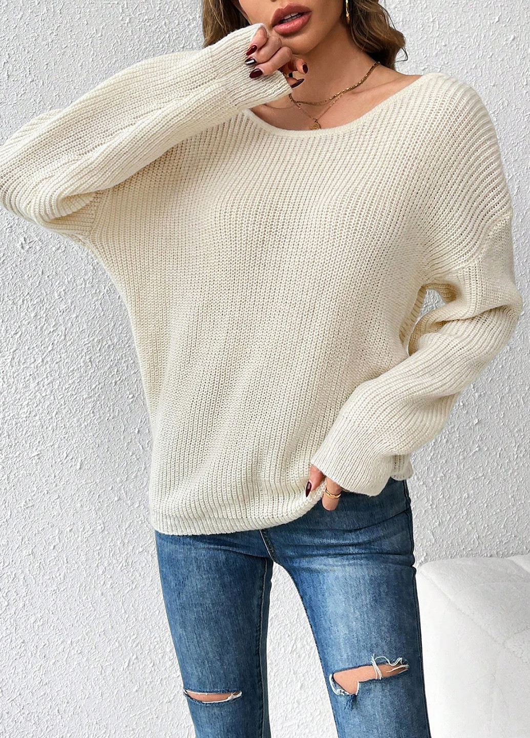 Молочний демісезонний светр джемпер SHEIN