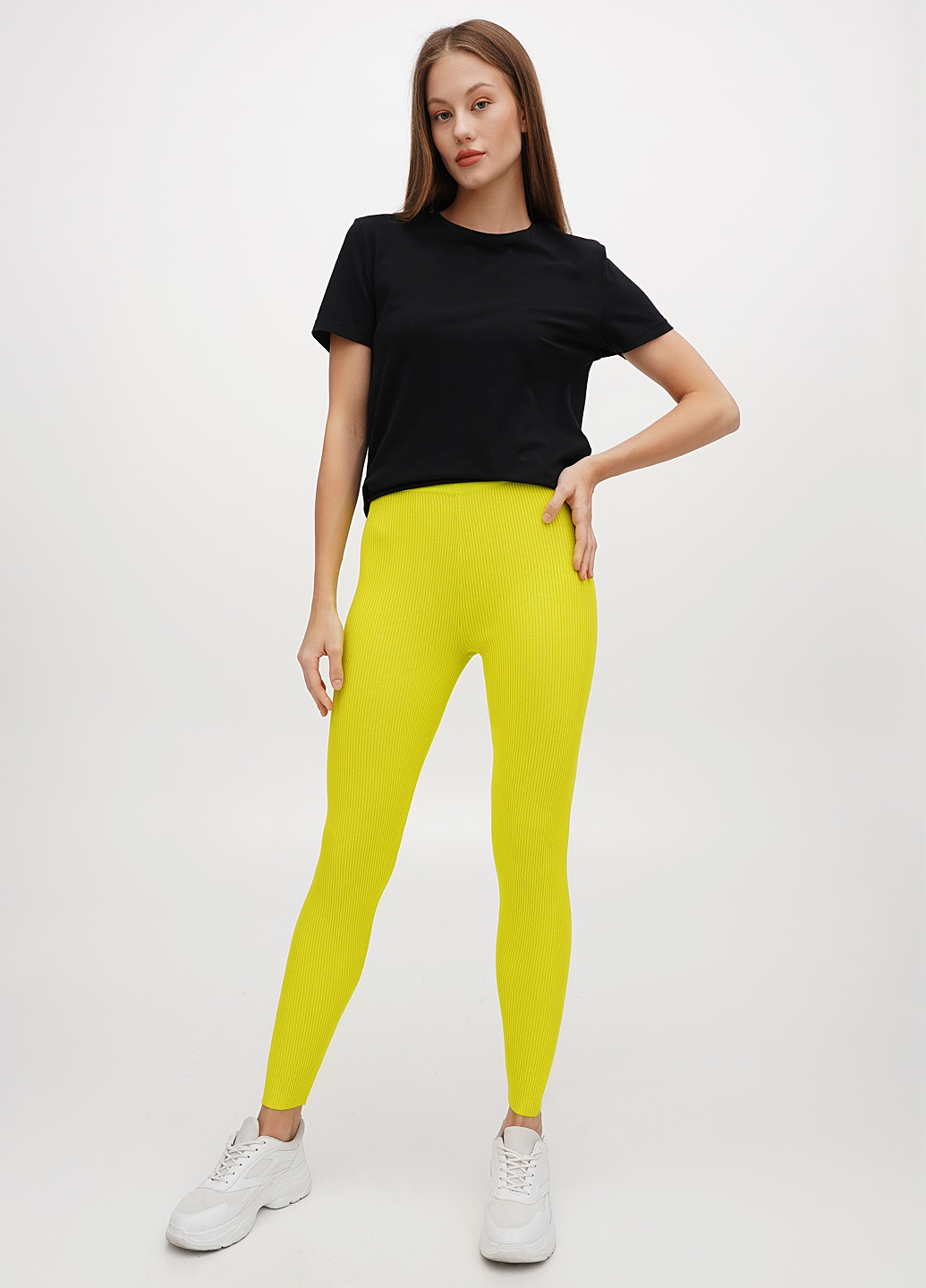 Кислотно-жёлтые демисезонные леггинсы Boohoo